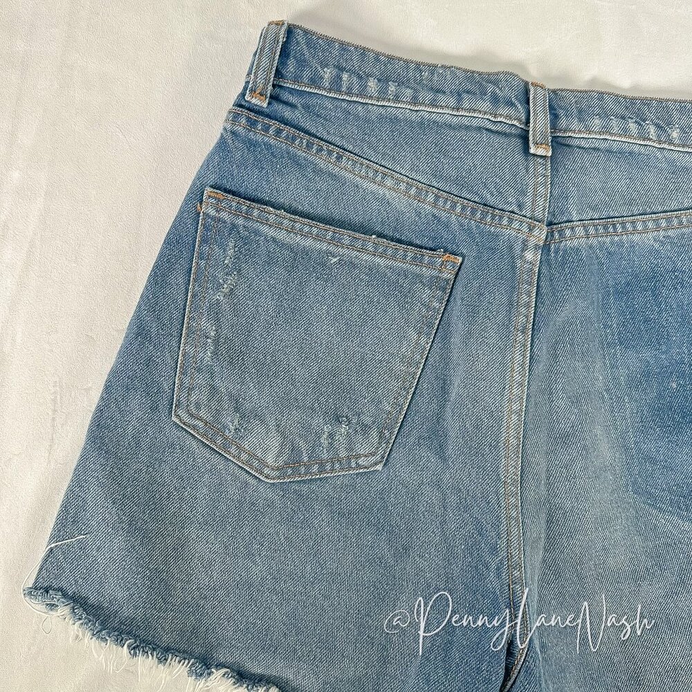 Zara High-Rise Button Fly Denim Cut Off Shorts Size 6 - Picture 5 of 12